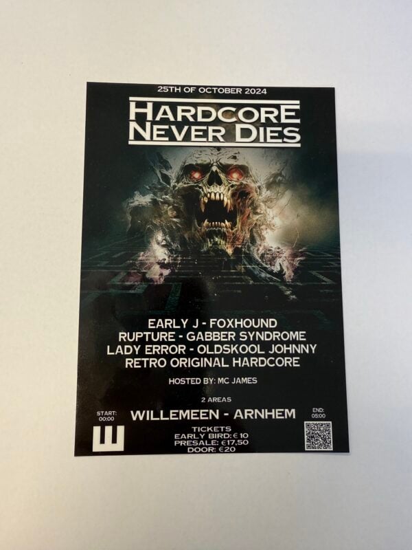 Hardcore Will Never Dies flyer-sticker